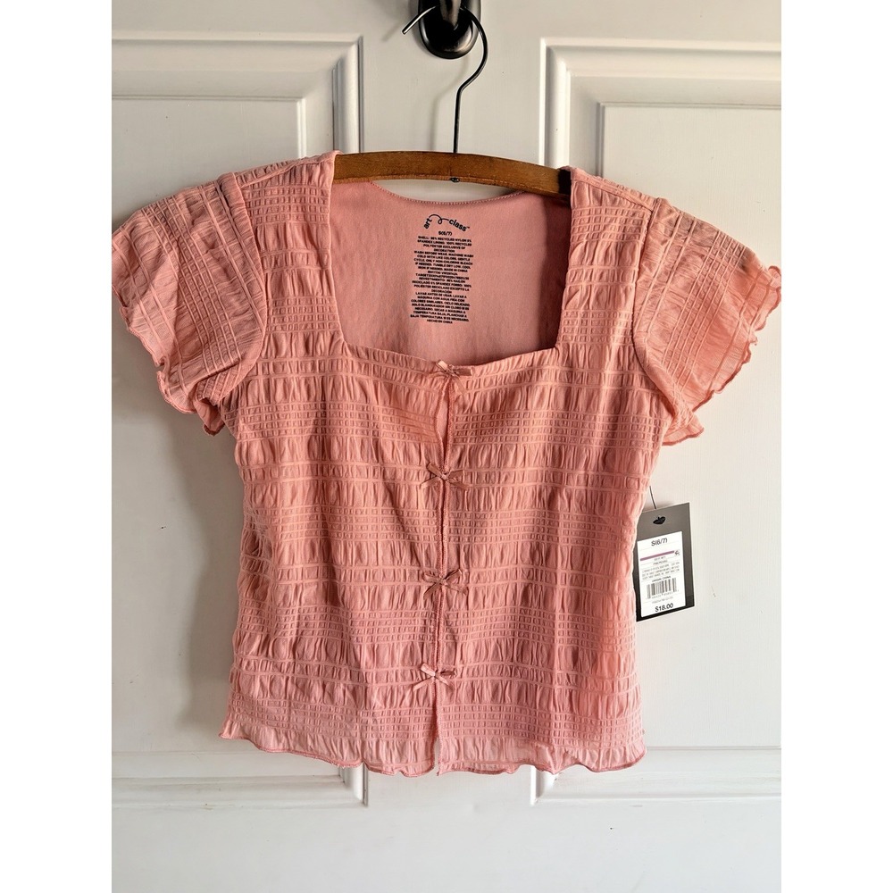 art class Girls Textured Pink Short Sleeve Shirt - Girls Size S (6/7)